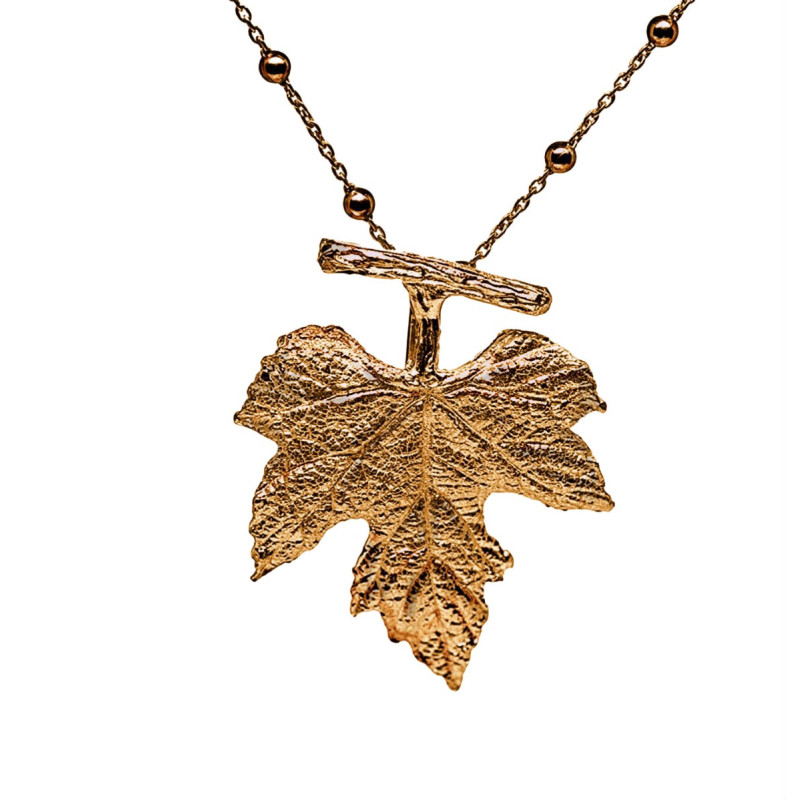 Ciondolo Foglia Vite Grande - Placcato Oro Giallo
