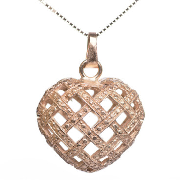 Ciondolo Cuore A Cestino - placcato oro rosa