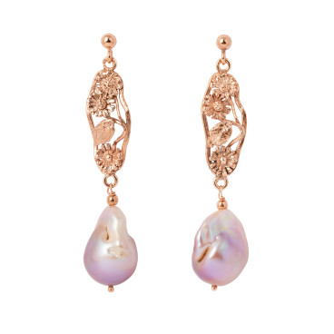 Orecchini Pendenti Margherite - placcato oro rosa
