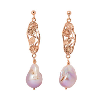 Orecchini Pendenti Margherite - placcato oro rosa